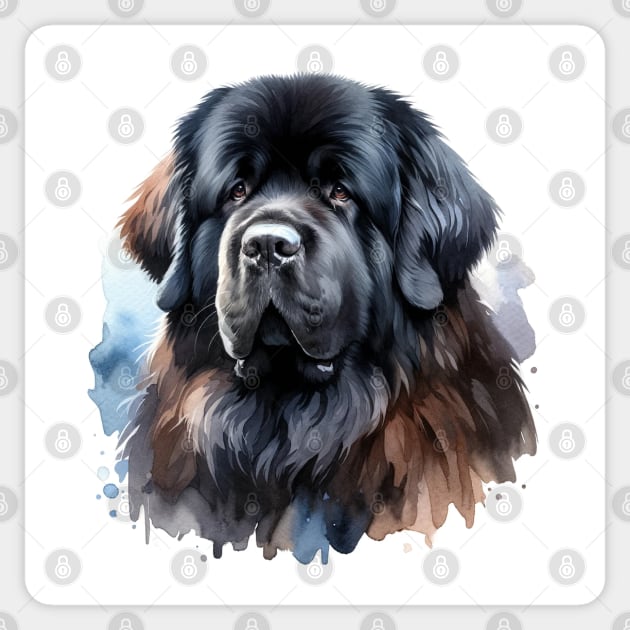 Newfoundland Watercolor Painting - Beautiful Dog Sticker by Edd Paint Something